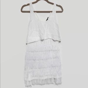 American Eagle Sz S off white mini fringe dress